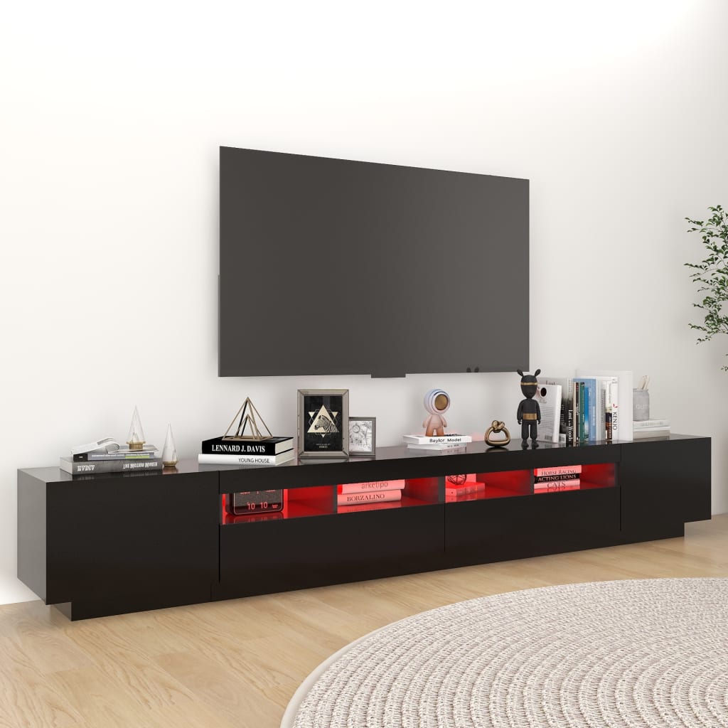 TV-Møbel Svart TV-benk med LED-lys 260x35x40 cm