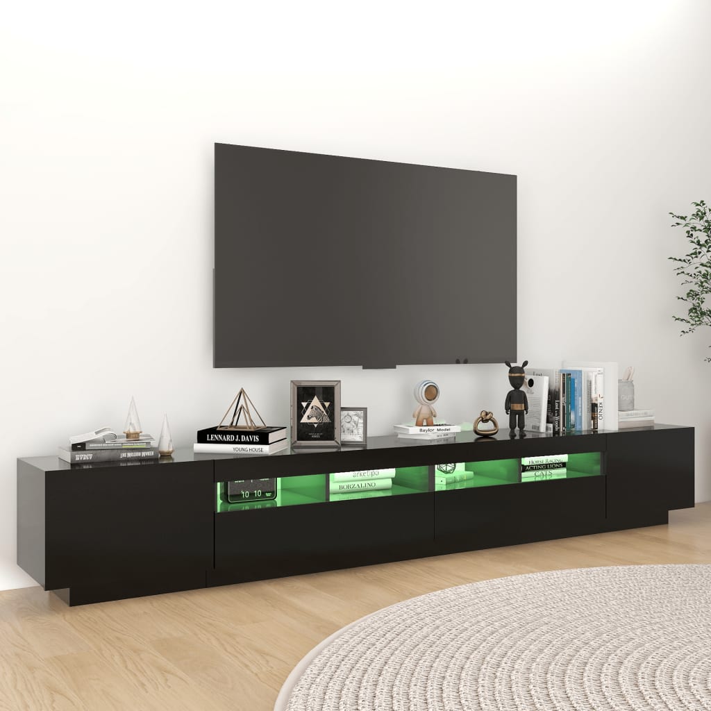 TV-Møbel Svart TV-benk med LED-lys 260x35x40 cm