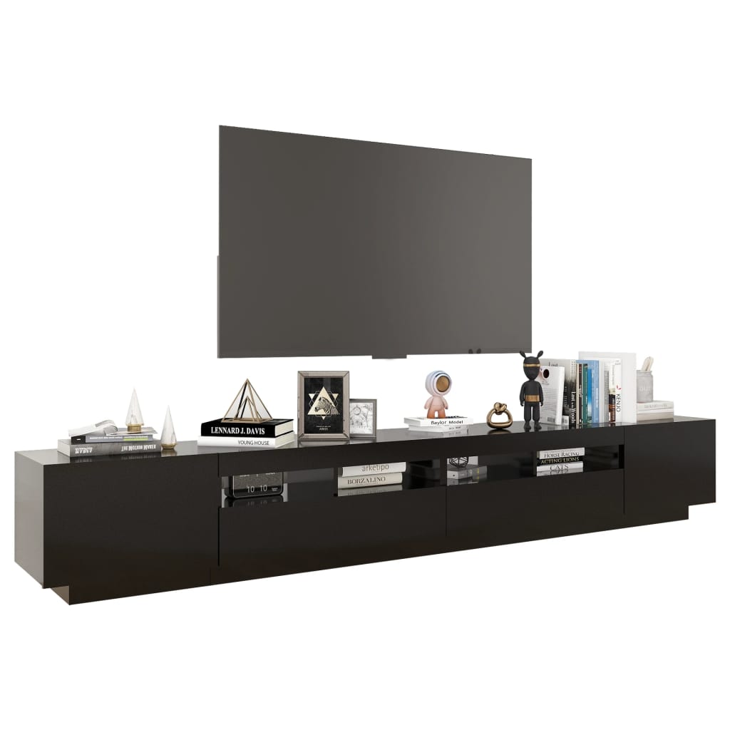 TV-Møbel Svart TV-benk med LED-lys 260x35x40 cm