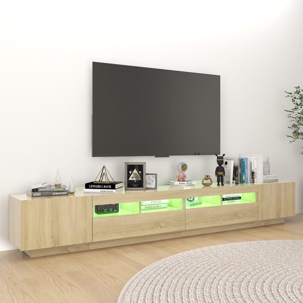 TV-Møbel Sonoma Eik TV-benk med LED-lys 260x35x40 cm