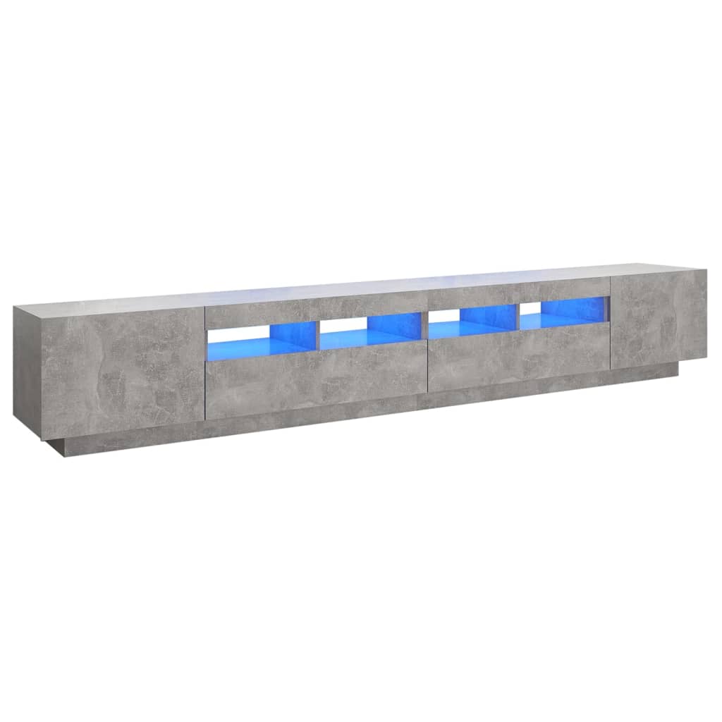 TV-Møbel Betonggrå TV-benk med LED-lys 260x35x40 cm