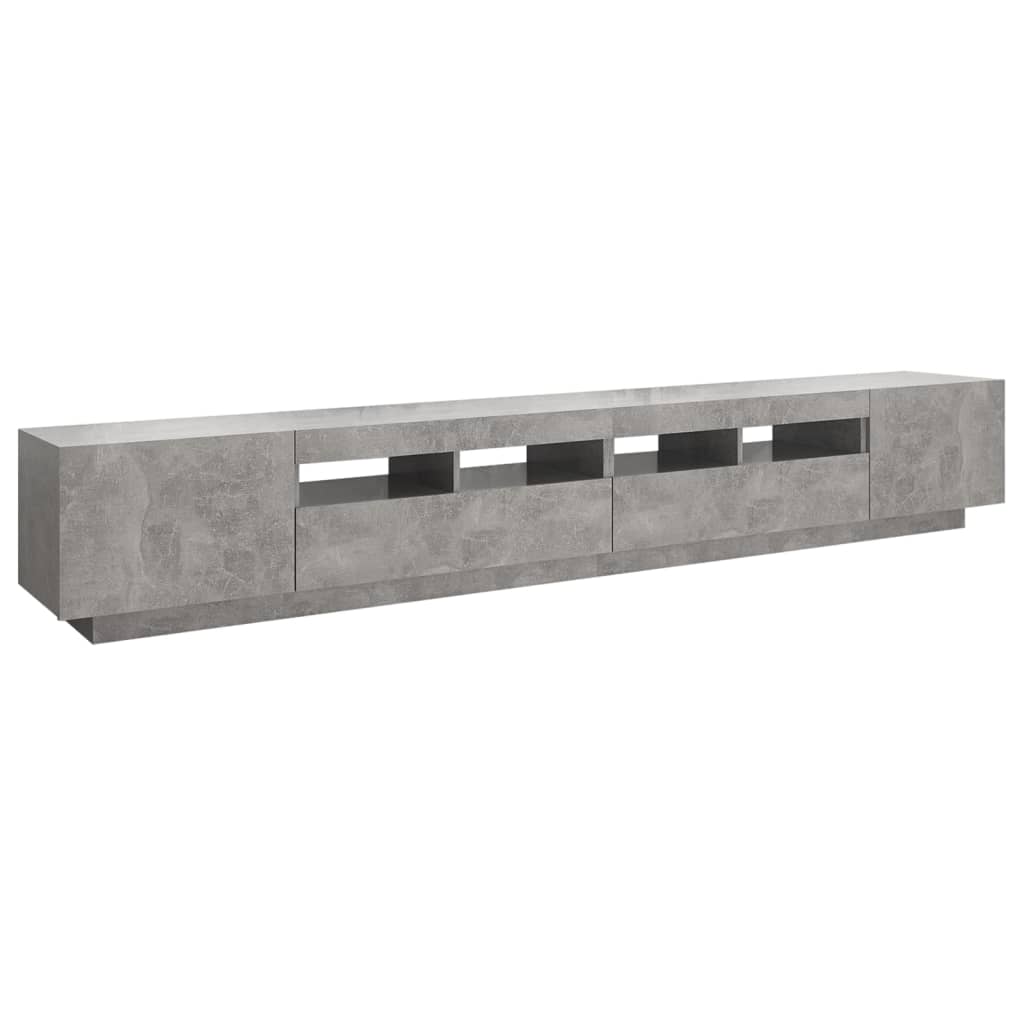 TV-Møbel Betonggrå TV-benk med LED-lys 260x35x40 cm