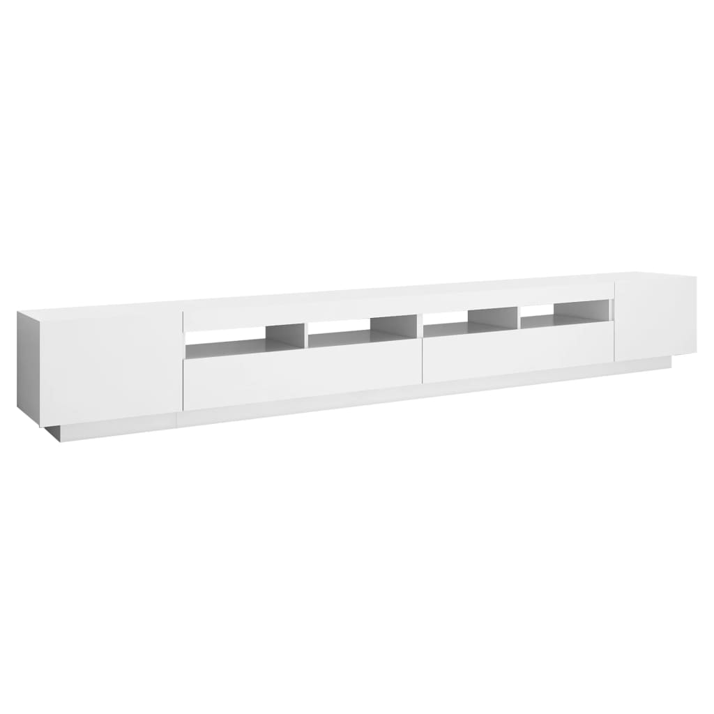 TV-Møbel Hvit TV-benk med LED-lys 300x35x40 cm