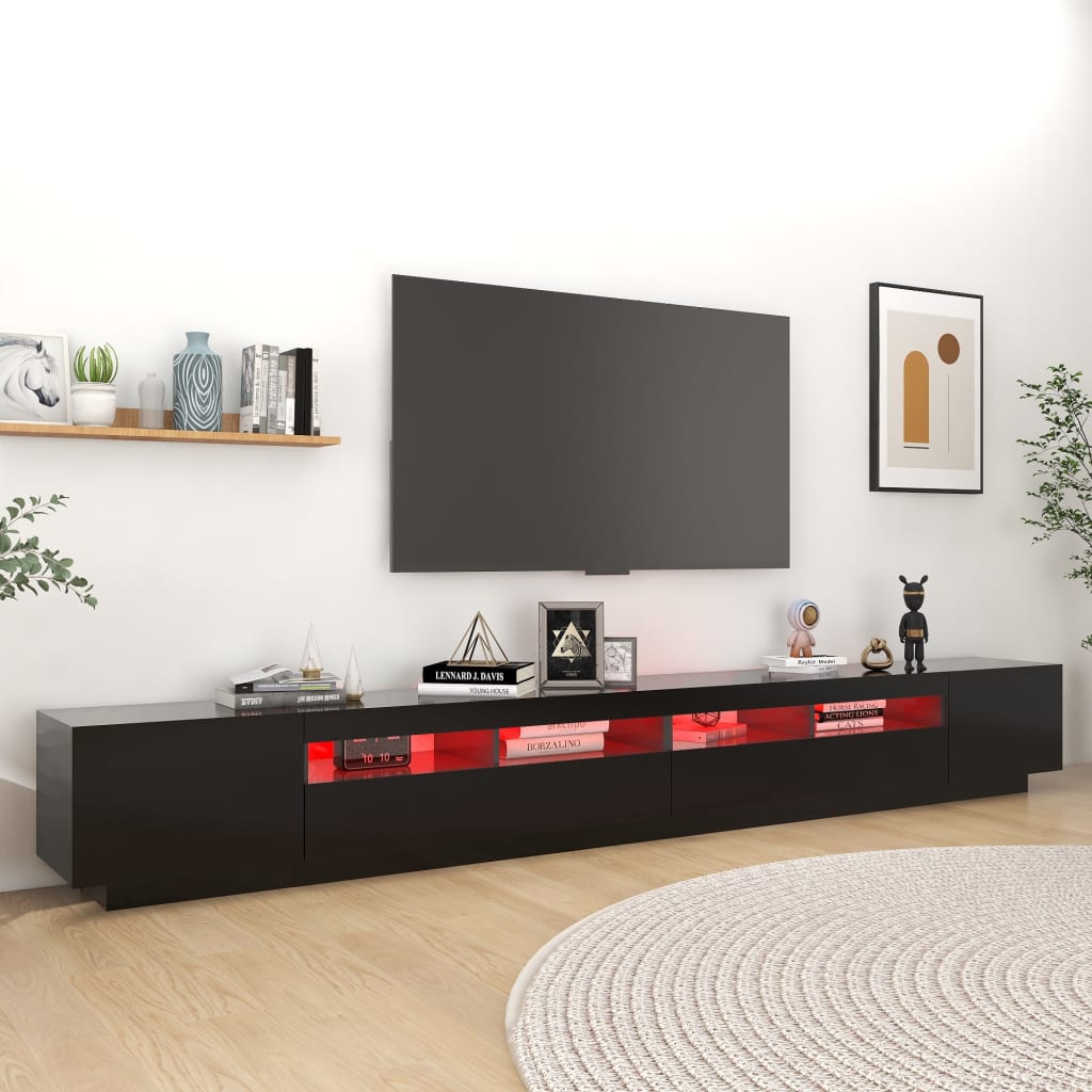 TV-Møbel Svart TV-benk med LED-lys 300x35x40 cm