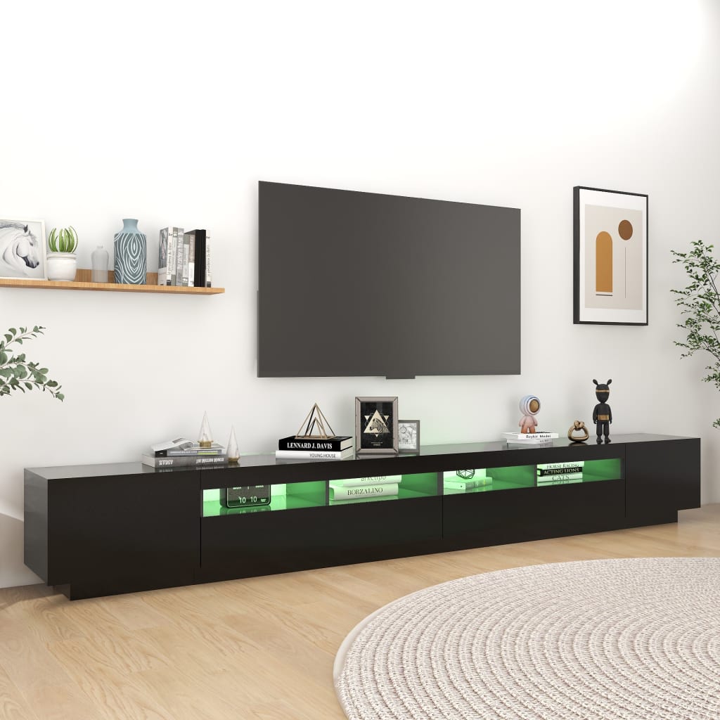 TV-Møbel Svart TV-benk med LED-lys 300x35x40 cm