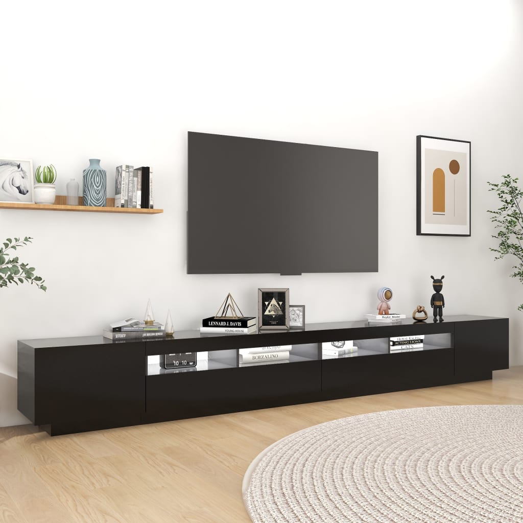 TV-Møbel Svart TV-benk med LED-lys 300x35x40 cm