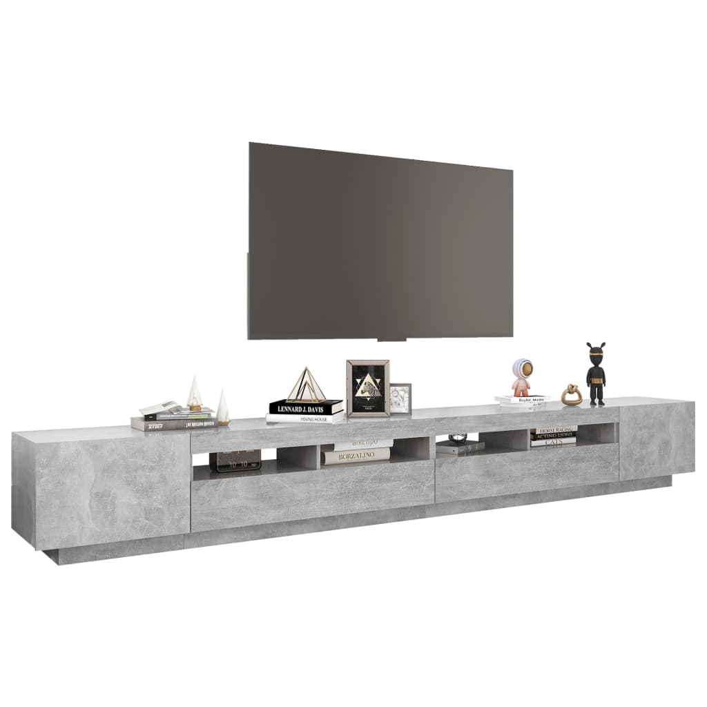 TV-Møbel Betonggrå TV-benk med LED-lys 300x35x40 cm