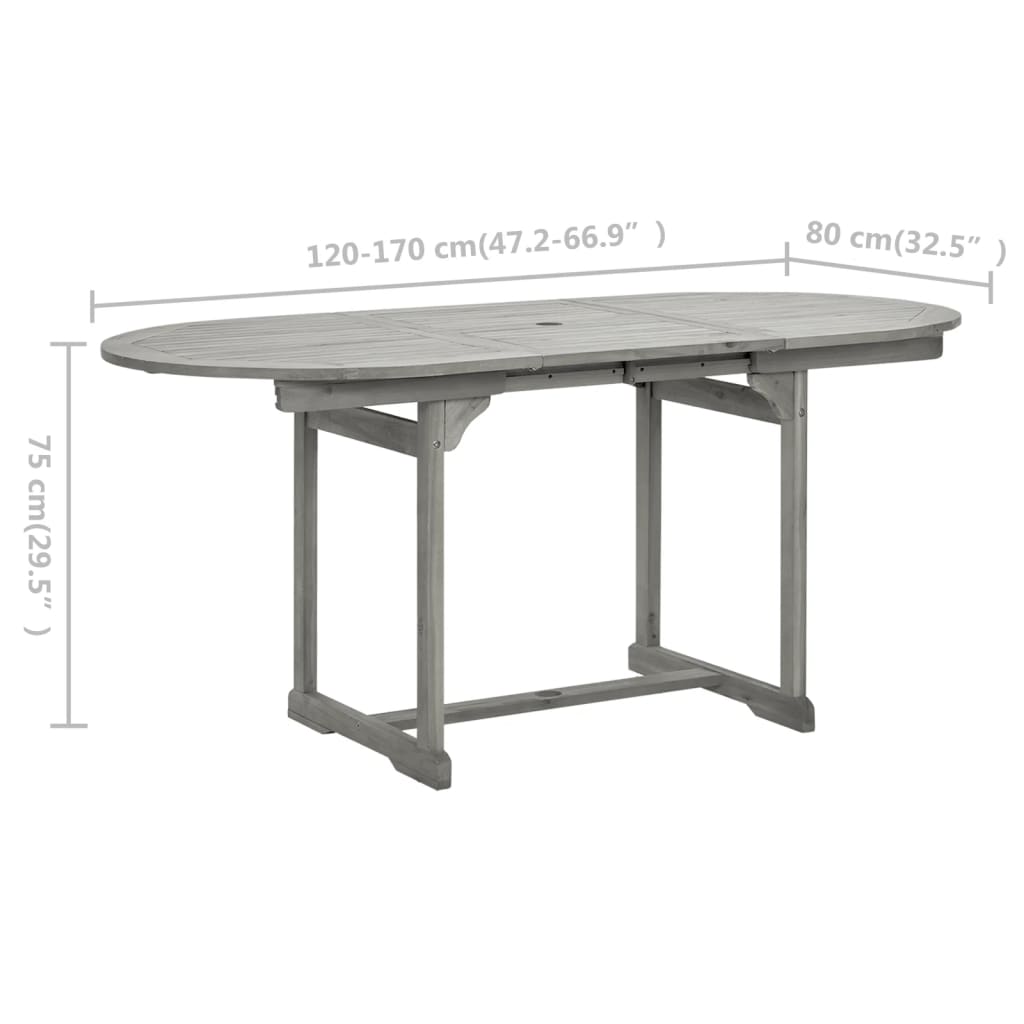 Hagebord Tre spisebord (120-170)x80x75 cm heltre akasie