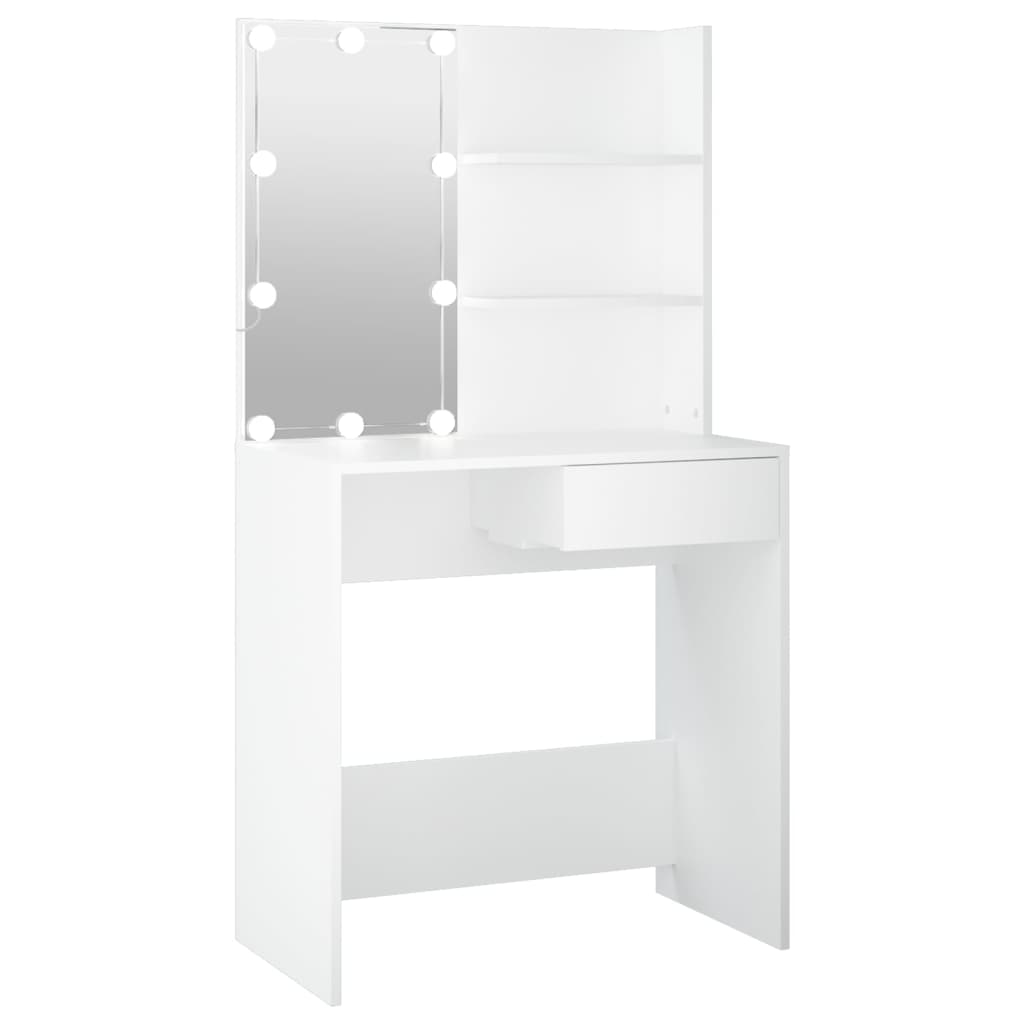 Sminkebord Hvit LED 74,5x40x141 cm