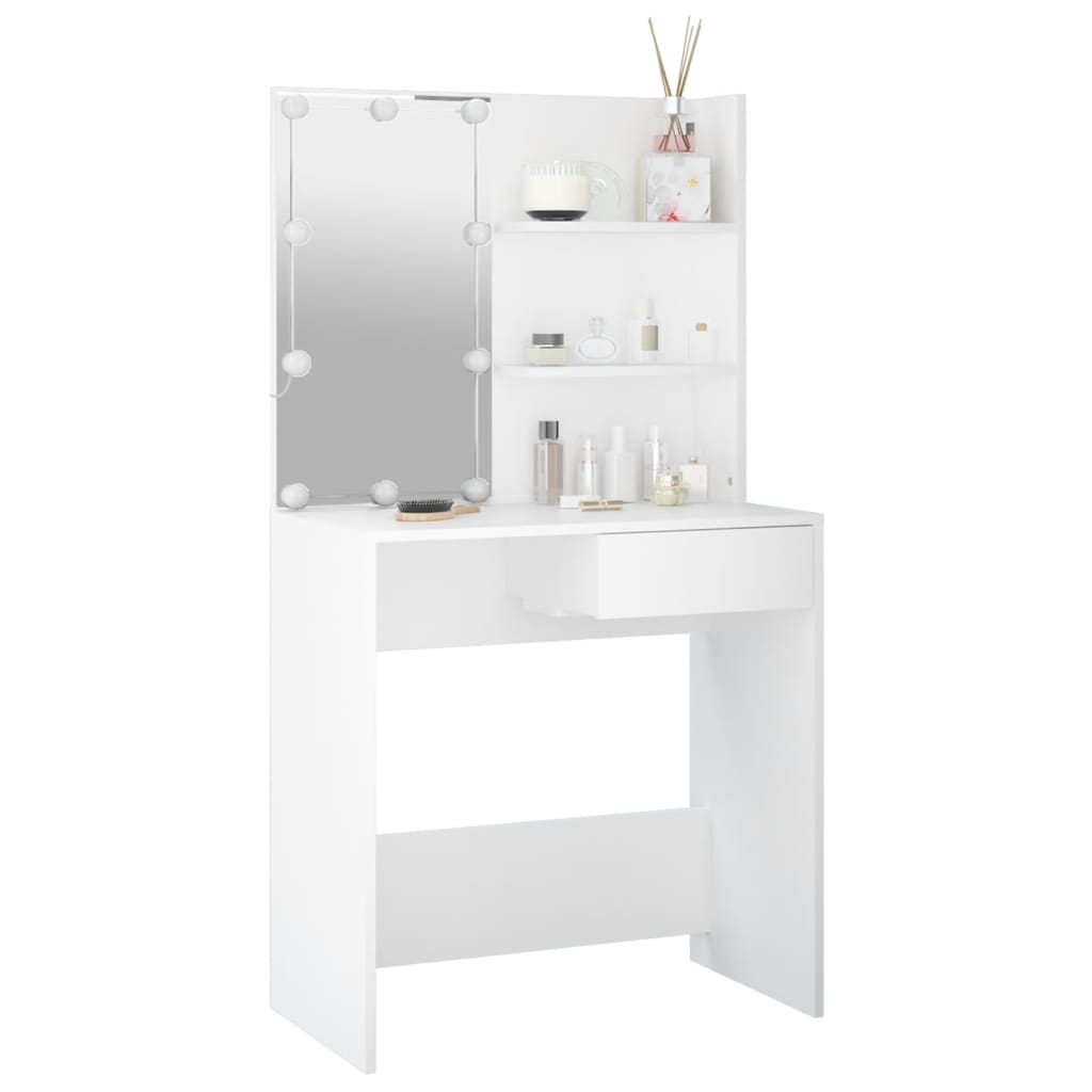 Sminkebord Hvit LED 74,5x40x141 cm