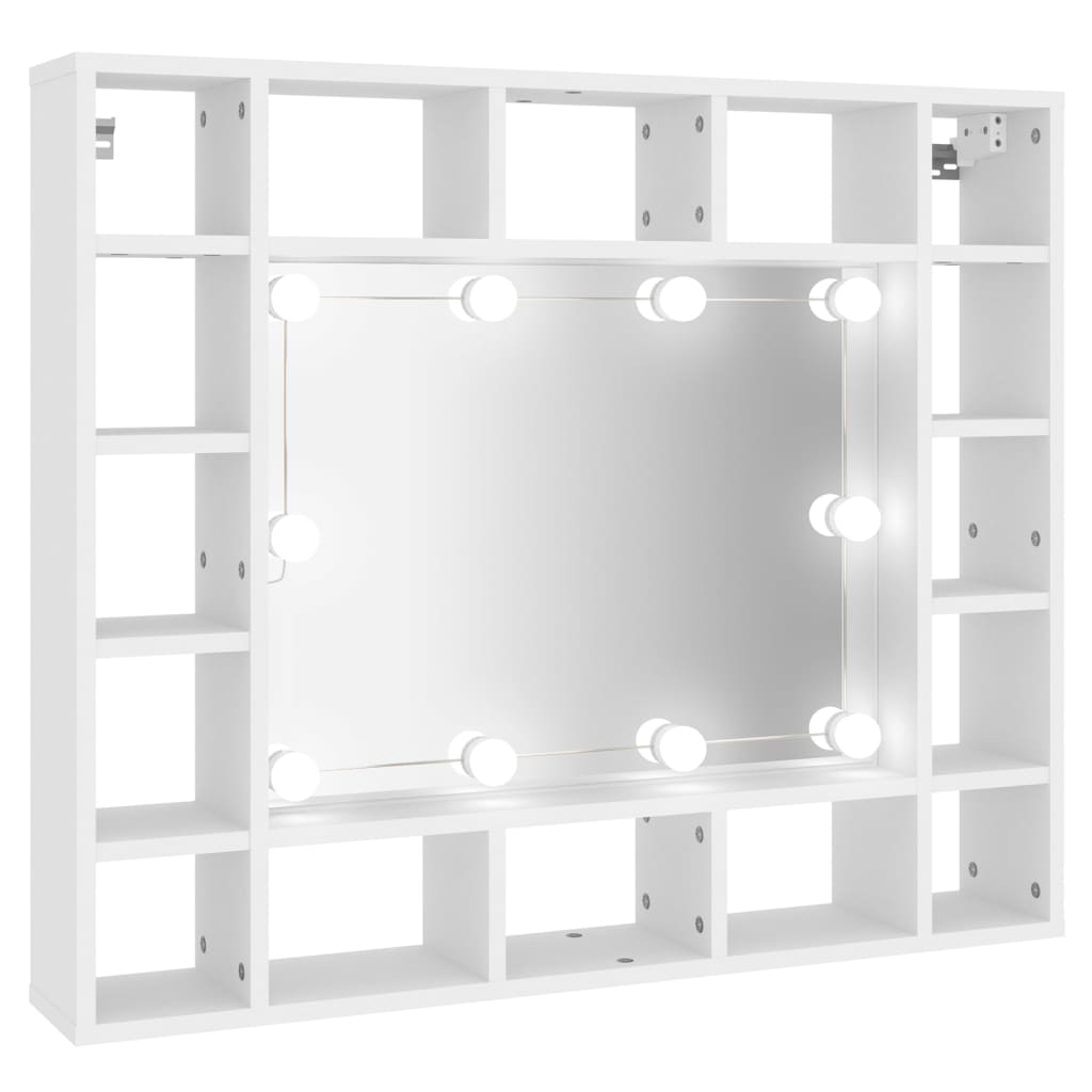 Baderomsspeil Speilskap med LED Hvit 91x15x76,5 cm
