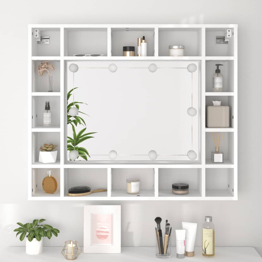 Baderomsspeil Speilskap med LED Hvit 91x15x76,5 cm