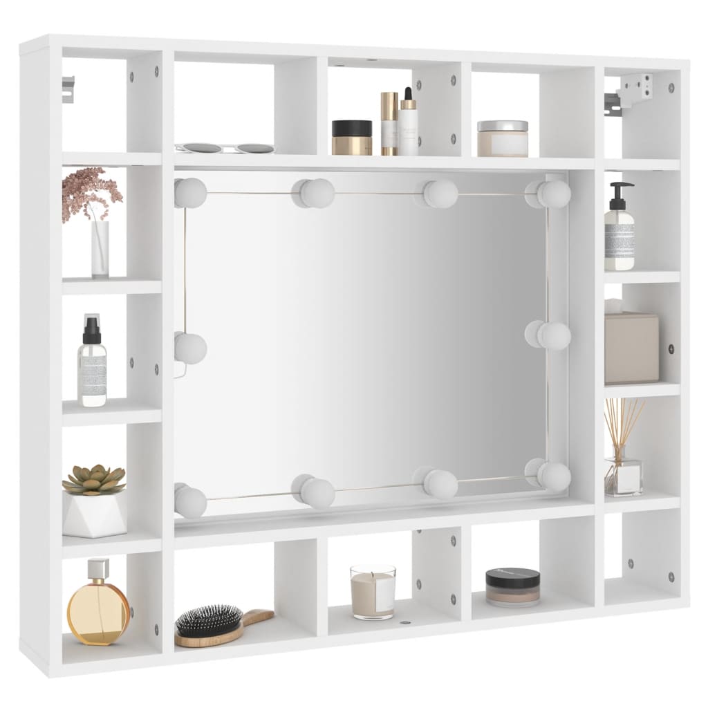 Baderomsspeil Speilskap med LED Hvit 91x15x76,5 cm