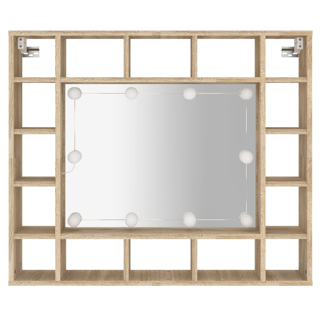 Baderomsspeil Speilskap med LED Sonoma Eik 91x15x76,5 cm