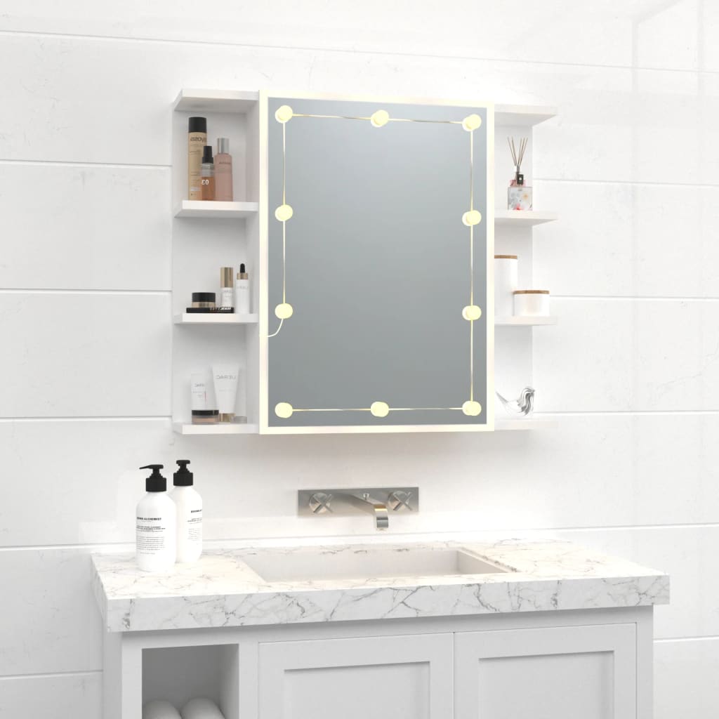 Baderomsspeil Skap med LED Hvit 70x16,5x60 cm