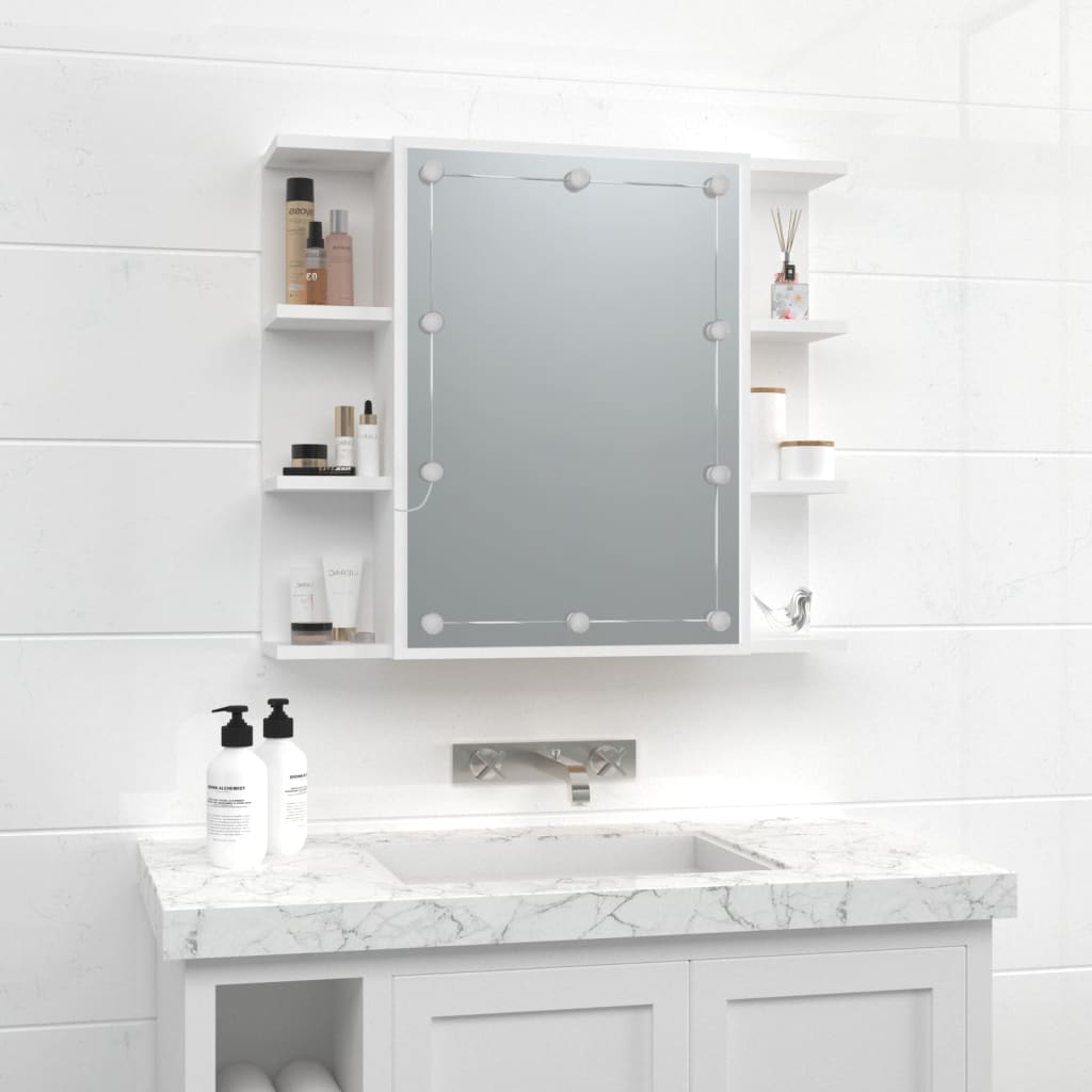 Baderomsspeil Skap med LED Hvit 70x16,5x60 cm