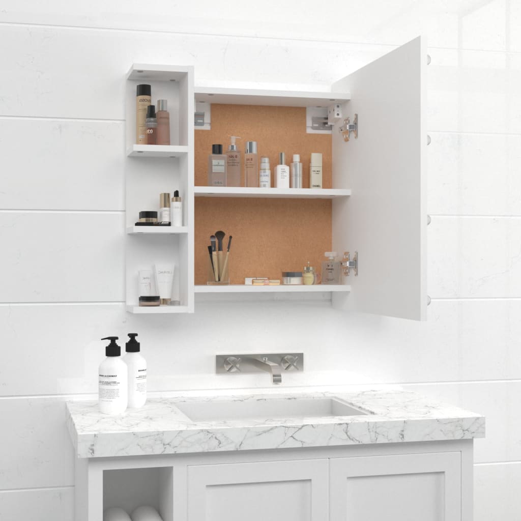 Baderomsspeil Skap med LED Hvit 70x16,5x60 cm