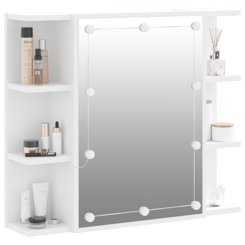 Baderomsspeil Skap med LED Hvit 70x16,5x60 cm