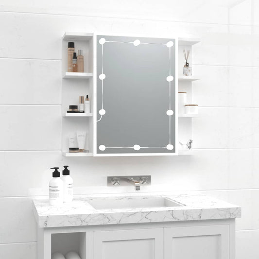 Baderomsspeil Skap med LED Hvit 70x16,5x60 cm