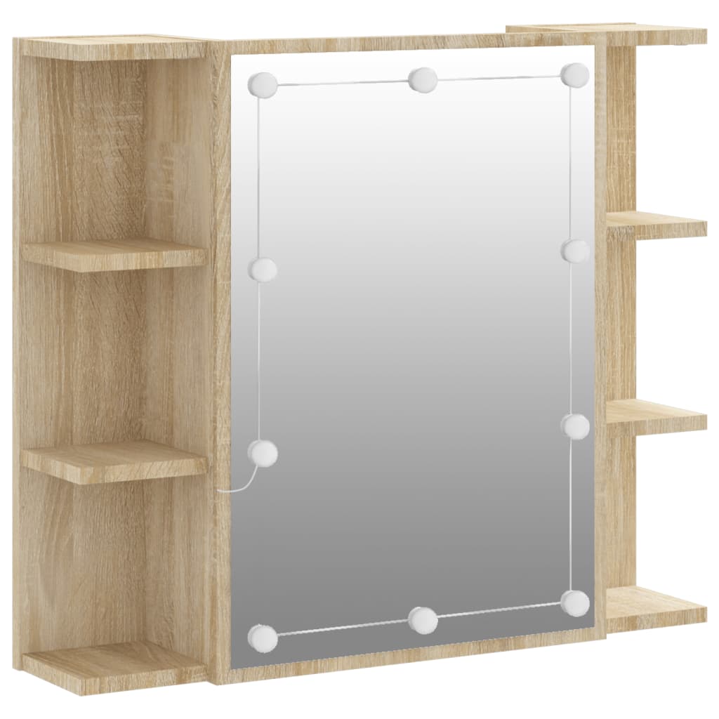Baderomsspeil Speilskap med LED Sonoma Eik 70x16,5x60 cm