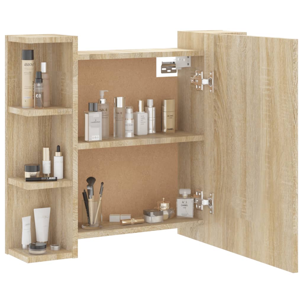 Baderomsspeil Speilskap med LED Sonoma Eik 70x16,5x60 cm