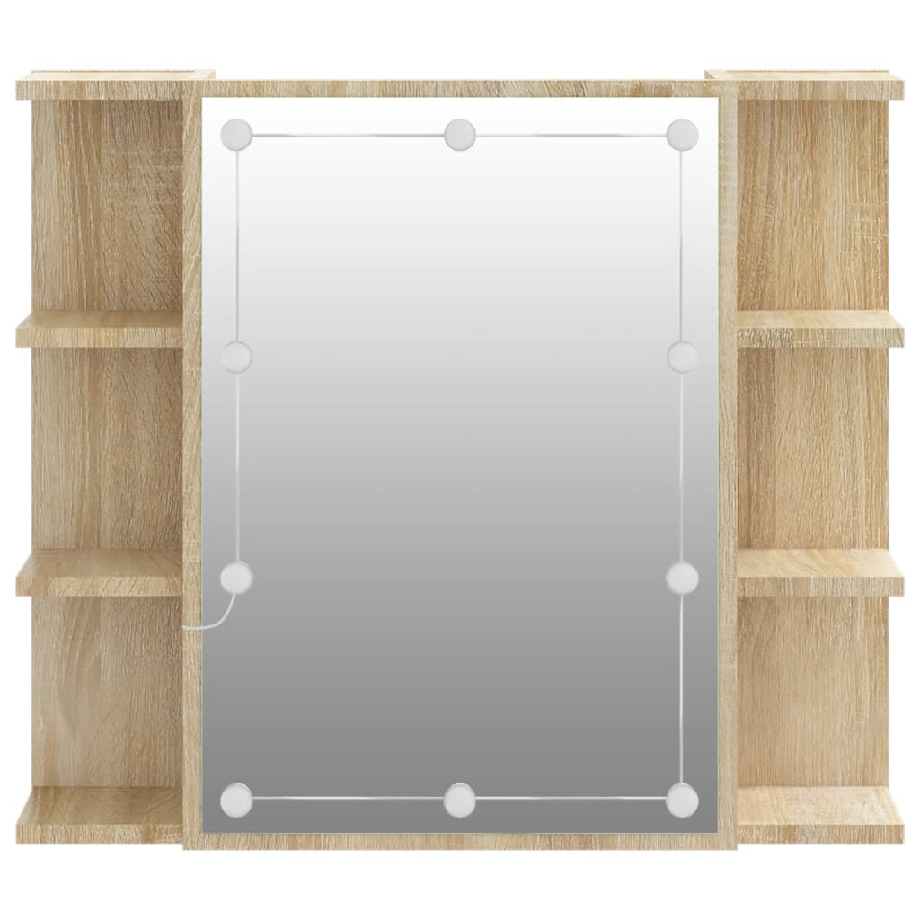 Baderomsspeil Speilskap med LED Sonoma Eik 70x16,5x60 cm