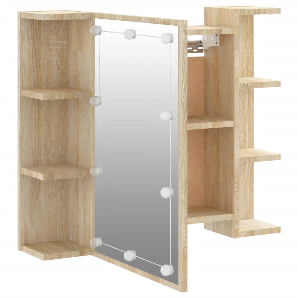 Baderomsspeil Speilskap med LED Sonoma Eik 70x16,5x60 cm