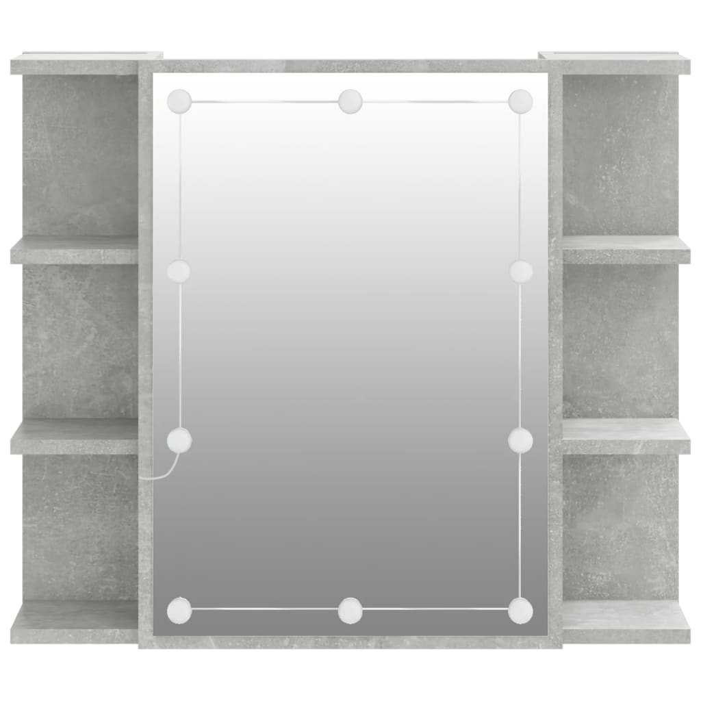 Baderomsspeil Speilskap med LED Betonggrå 70x16,5x60 cm