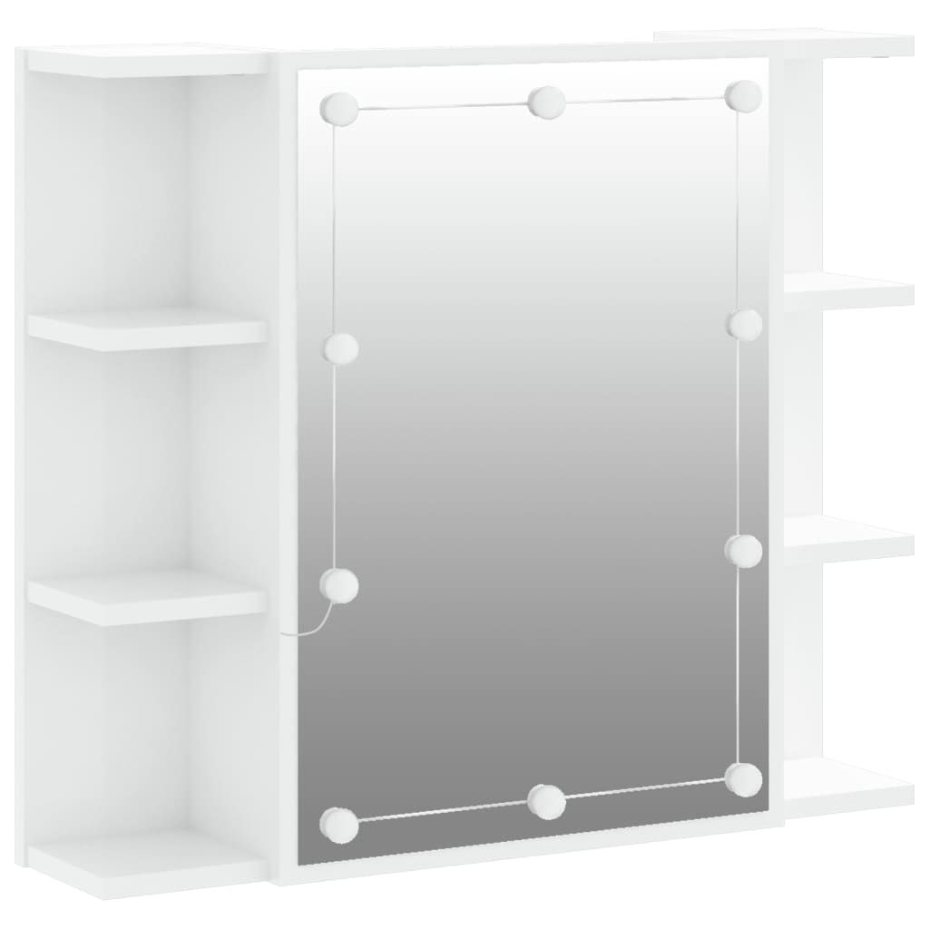 Baderomsspeil Speilskap med LED Høyglans Hvit 70x16,5x60 cm