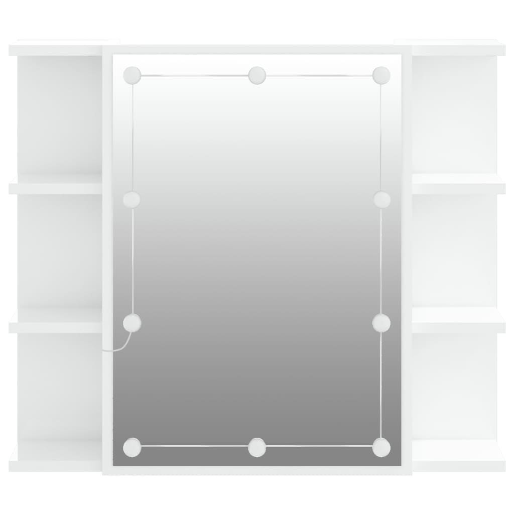 Baderomsspeil Speilskap med LED Høyglans Hvit 70x16,5x60 cm