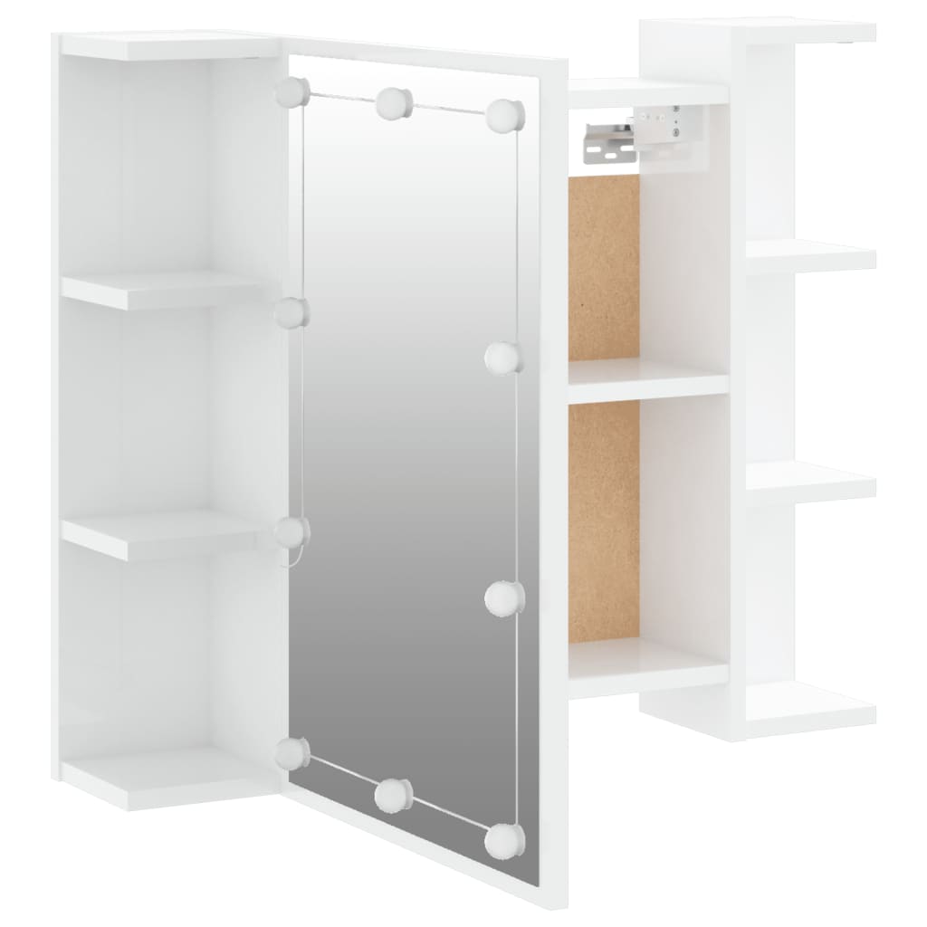 Baderomsspeil Speilskap med LED Høyglans Hvit 70x16,5x60 cm