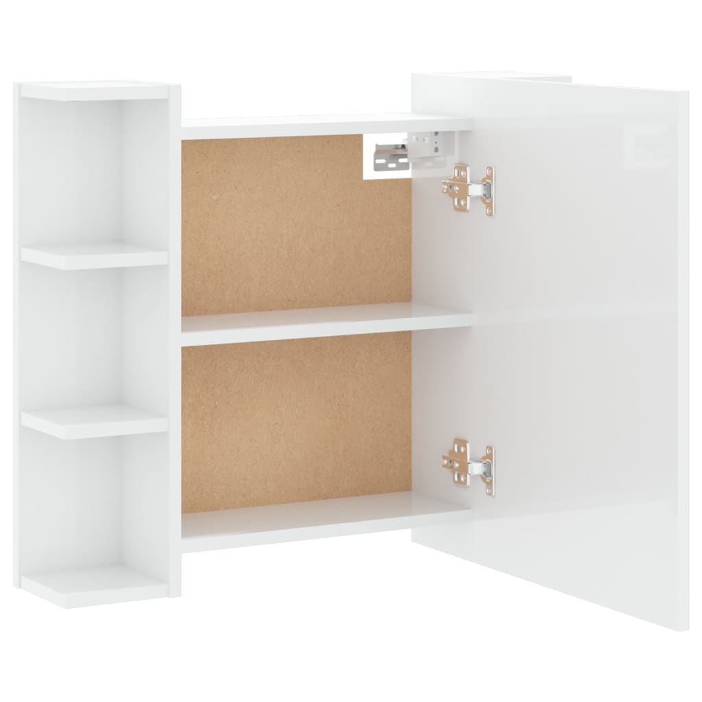 Baderomsspeil Speilskap med LED Høyglans Hvit 70x16,5x60 cm