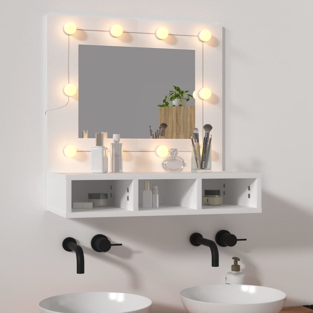 Baderomsspeil Skap med LED Hvit 60x31,5x62 cm