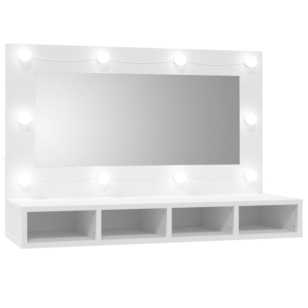 Baderomsspeil Skap med LED Hvit 90x31,5x62 cm
