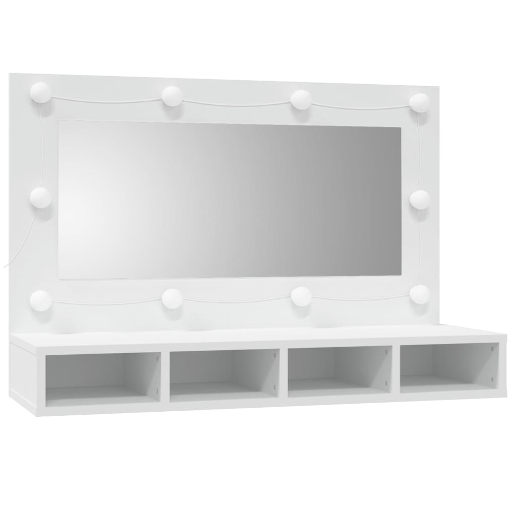 Baderomsspeil Skap med LED Hvit 90x31,5x62 cm
