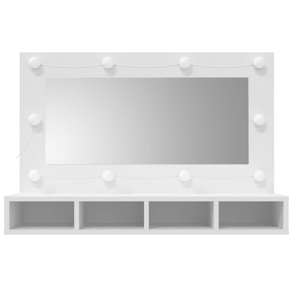 Baderomsspeil Skap med LED Hvit 90x31,5x62 cm