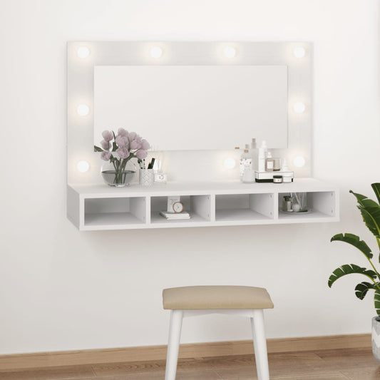 Baderomsspeil Skap med LED Hvit 90x31,5x62 cm