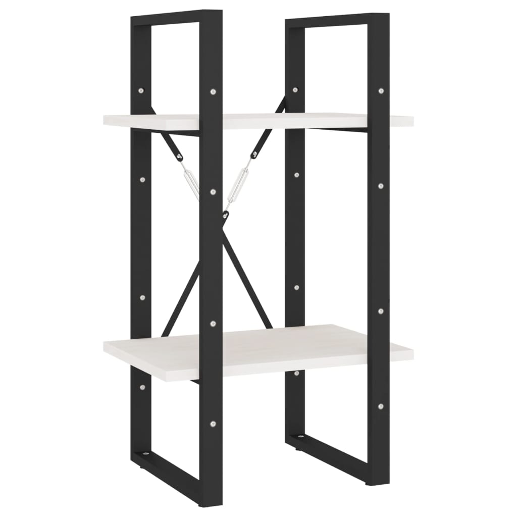 Bokhylle Svart Hvit 5 etasjer 40x30x175 cm heltre furu