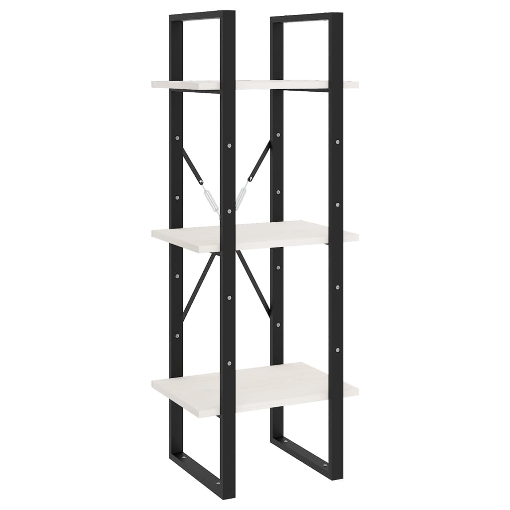 Bokhylle Svart Hvit 5 etasjer 40x30x175 cm heltre furu