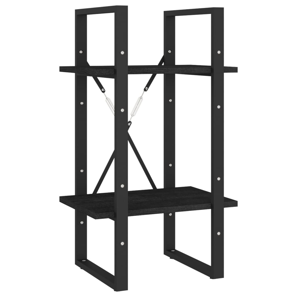 Bokhylle Svart 5 etasjer 40x30x175 cm heltre furu