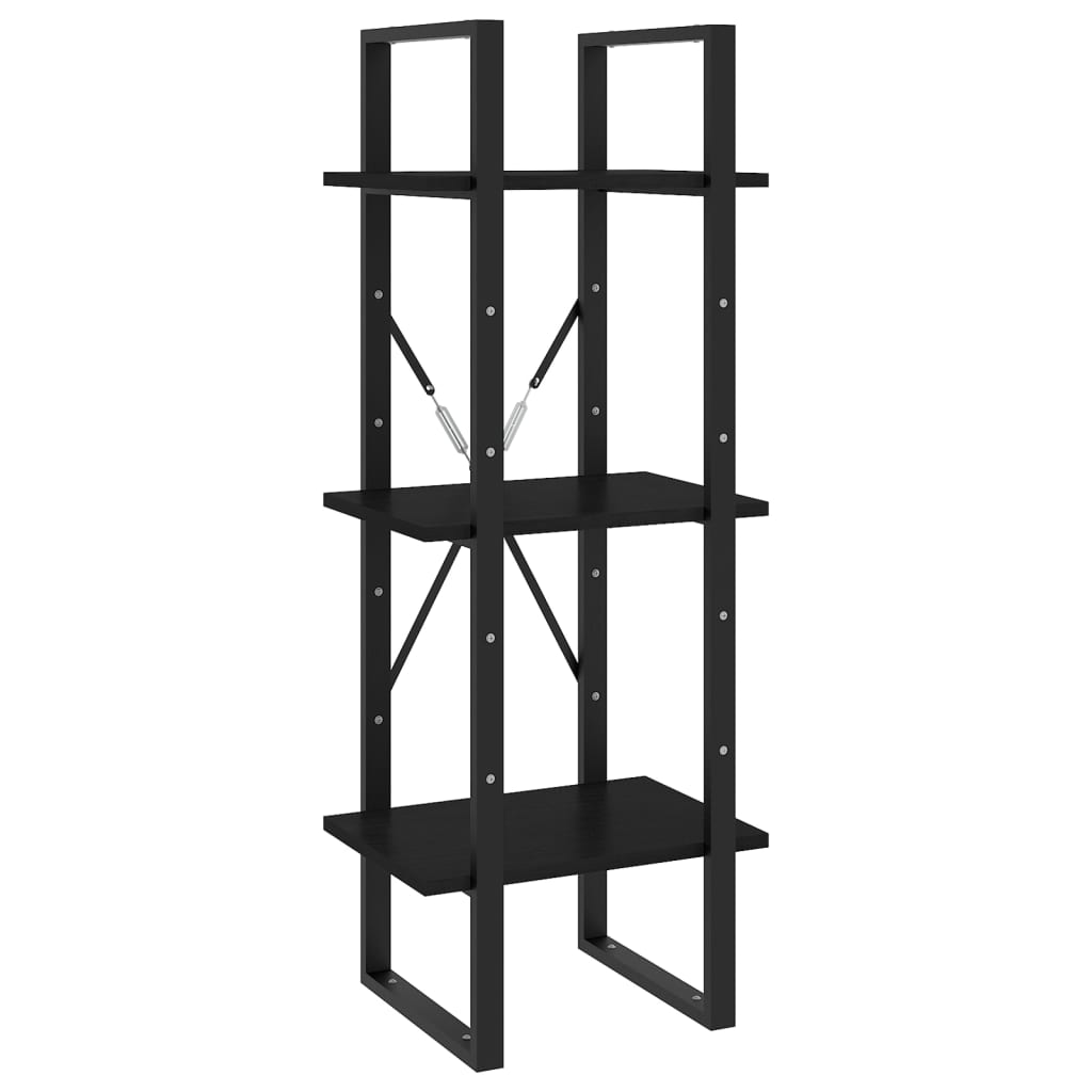 Bokhylle Svart 5 etasjer 40x30x175 cm heltre furu