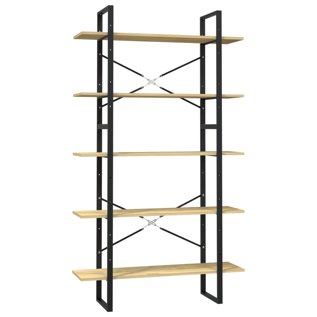Bokhylle Tre 5 nivåer Brun 100x30x175 cm heltre furu