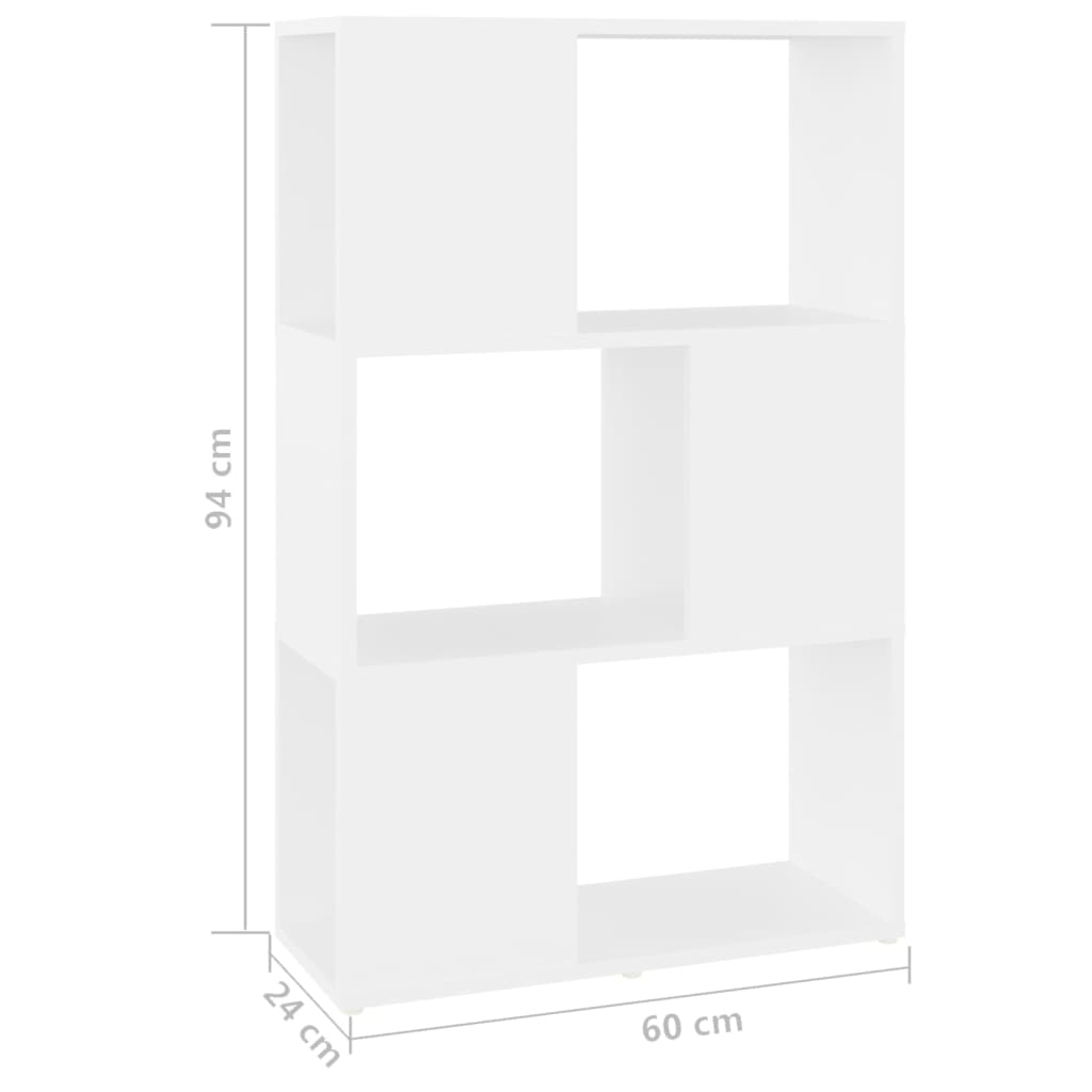 Bokhylle Hvit Romdeler 60x24x94 cm