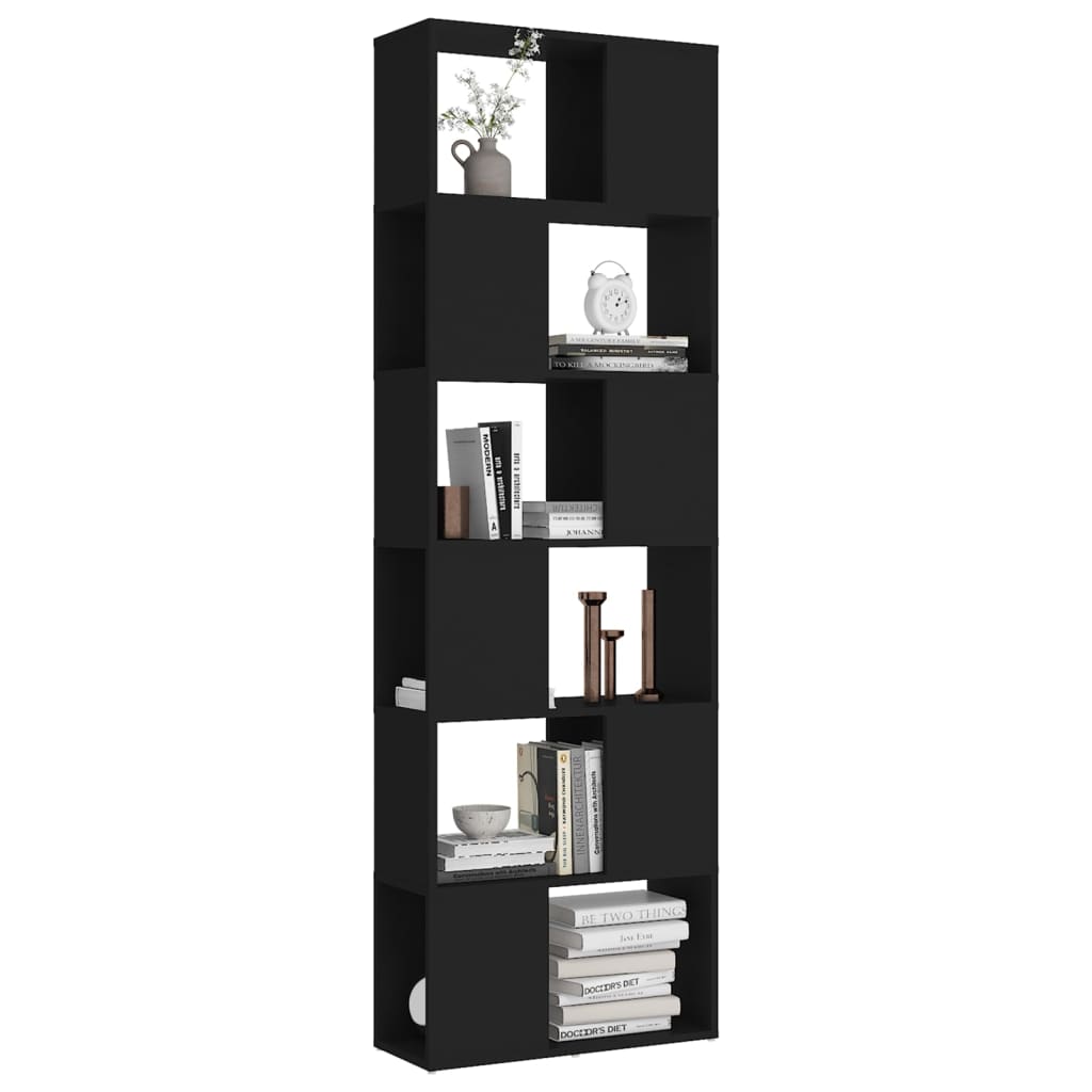 Bokhylle Svart Romdeler 60x24x186 cm