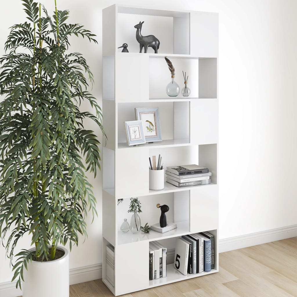 Bokhylle Hvit Romdeler 80x24x186 cm
