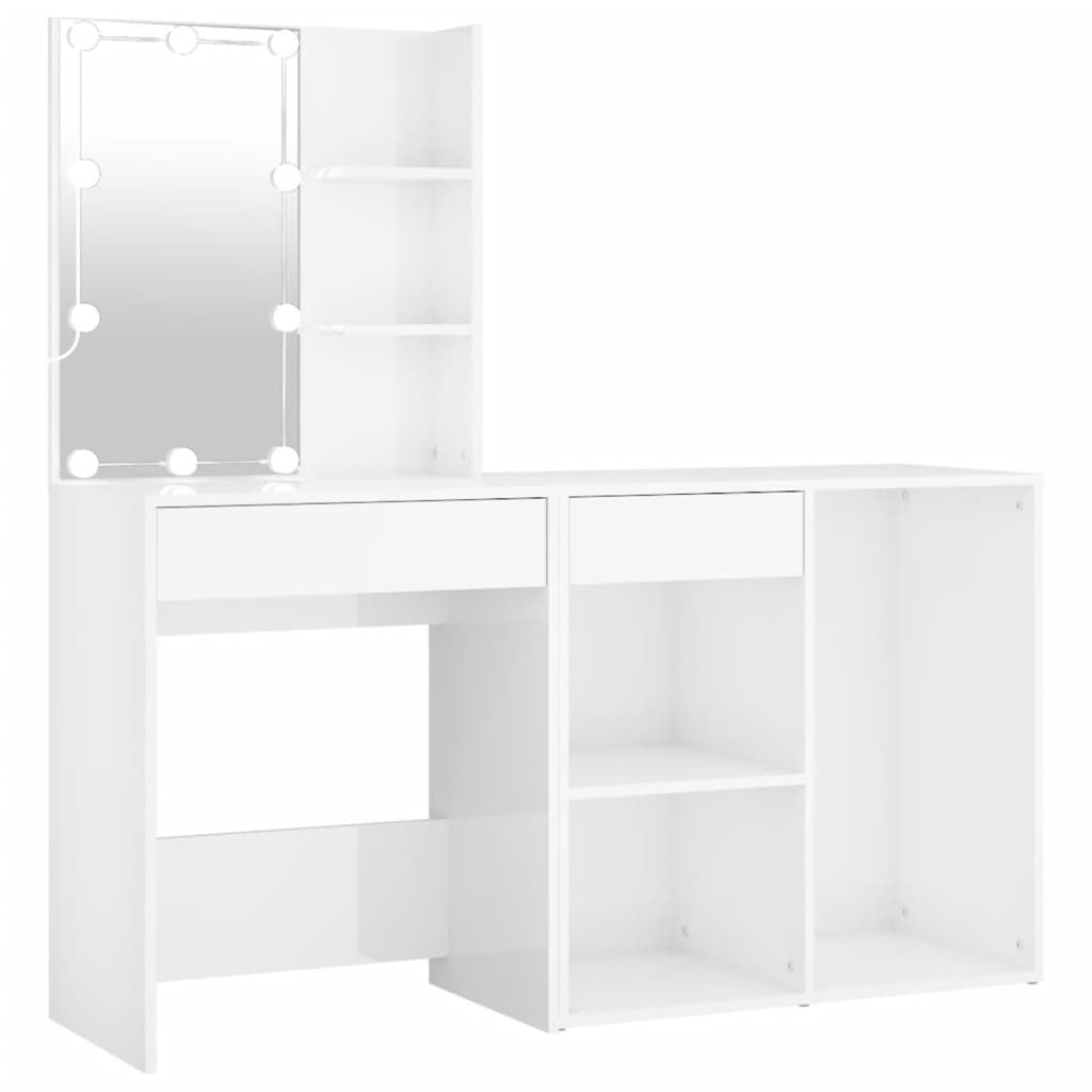 Sminkebord Høyglans Hvit LED skap