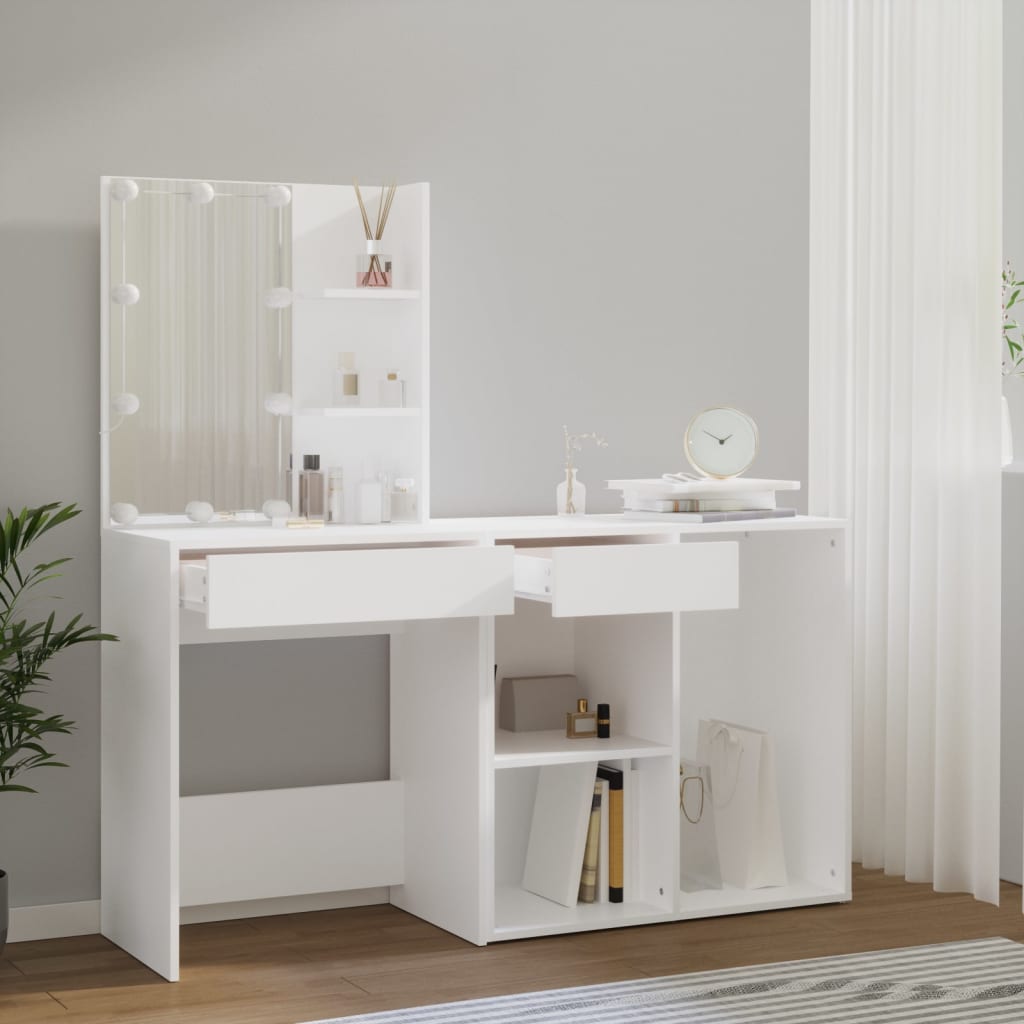Sminkebord Høyglans Hvit LED skap