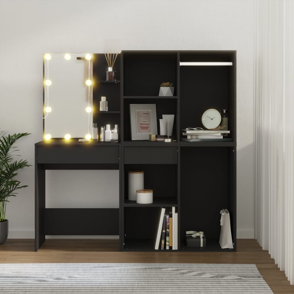 Sminkebord Svart LED skap