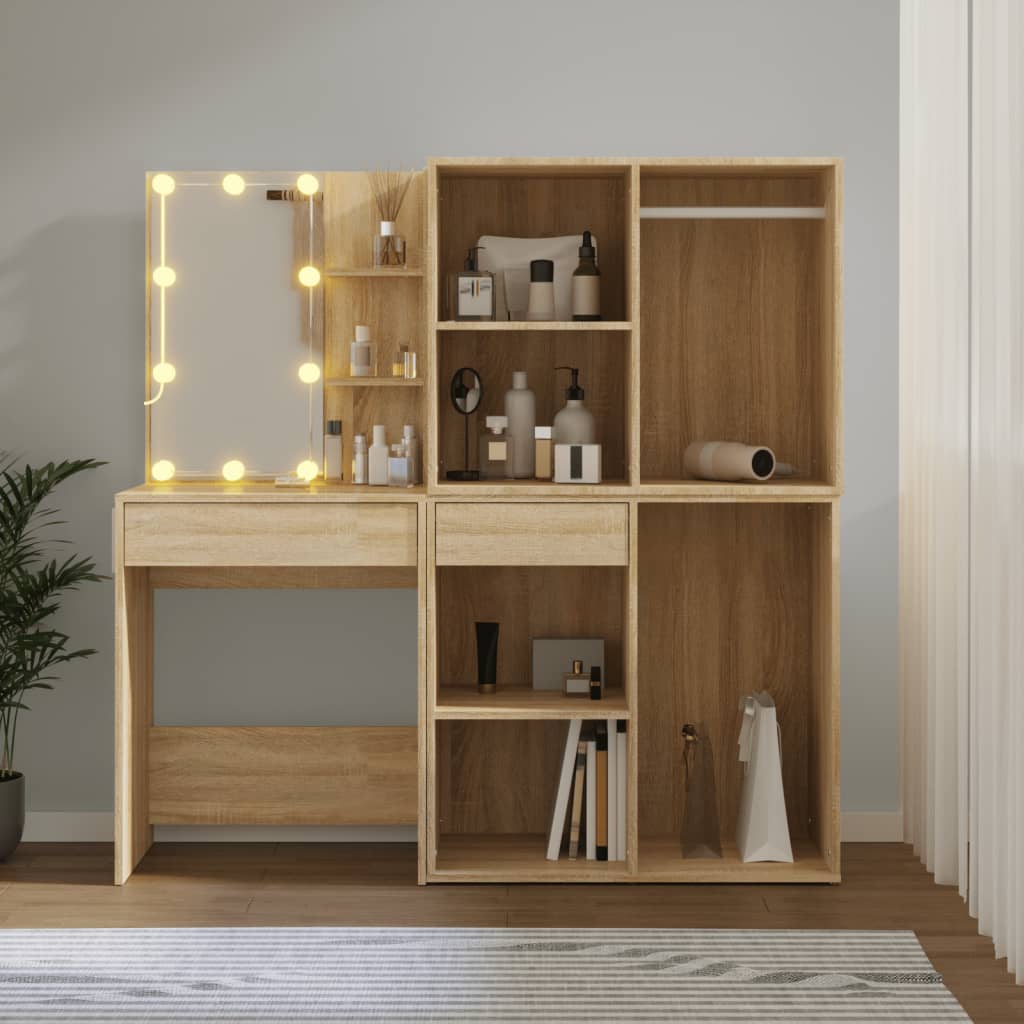 Sminkebord Sonoma Eik LED 2 skap Sonoma Eik
