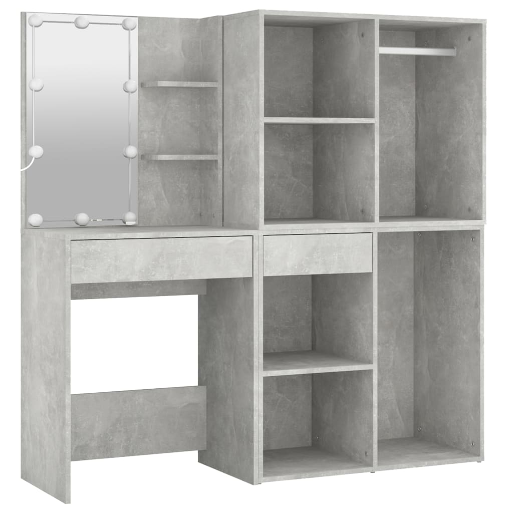 Sminkebord Betonggrå LED 2 skap